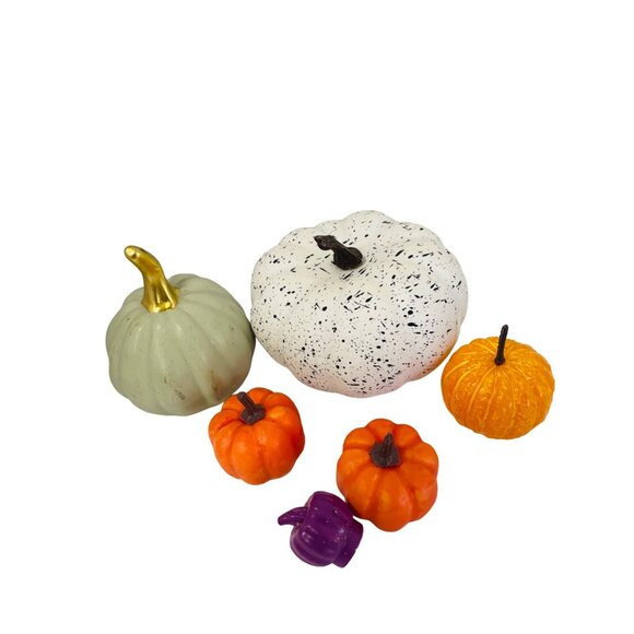 Set Of 6 Assorted Artificial Mini Pumpkins & Gourds For Decorative Display - Picture 4 of 8